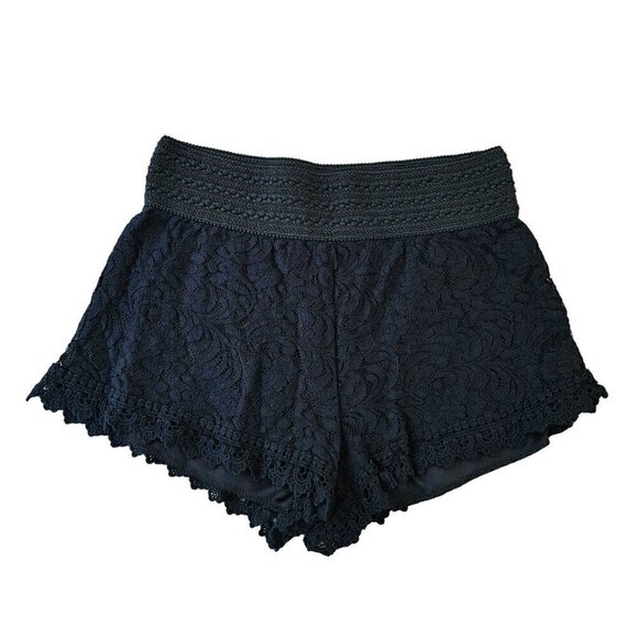 Papaya Black Lace Mini Shorts with Elastic Waistband, Size Medium - Picture 1 of 9